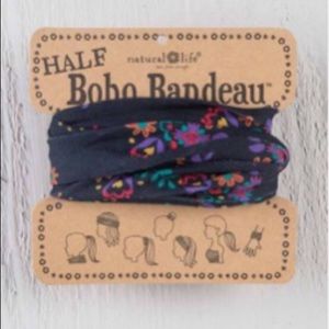New Half Boho Headband Bandeau Black/Teal Floral
